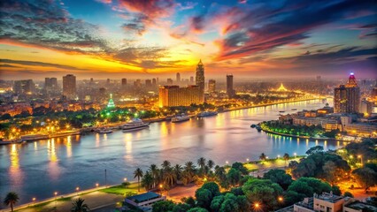 Naklejka premium Cairo Nile River View - Stunning Bokeh Photography, Egypt 134