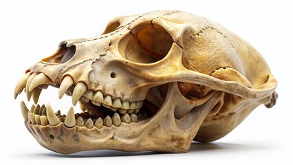 Fototapeta premium Canine Skull, Jawbone, Anatomy, Isolated, White Background - Stock Photo