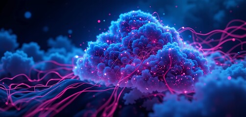 Obraz premium Abstract Cloud Formation with Glowing Pink Lines