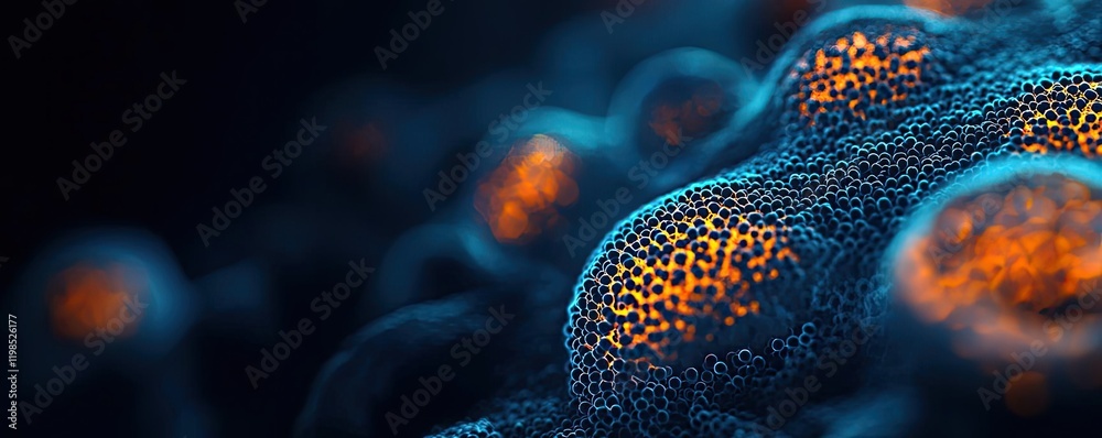 Poster dust pollution concept. close-up of colorful microorganisms under a microscope, showcasing their uni