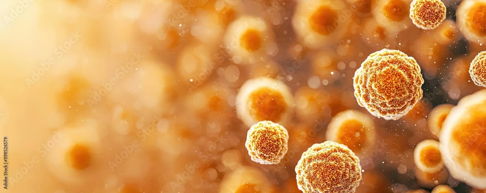 Poster Dust pollution concept. Close-up view of microorganisms highlighting their unique structures and textures.