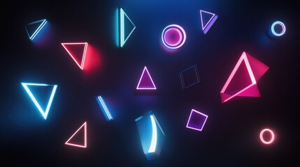 Fototapeta premium Neon Geometric Abstract Shapes: A Futuristic Digital Art