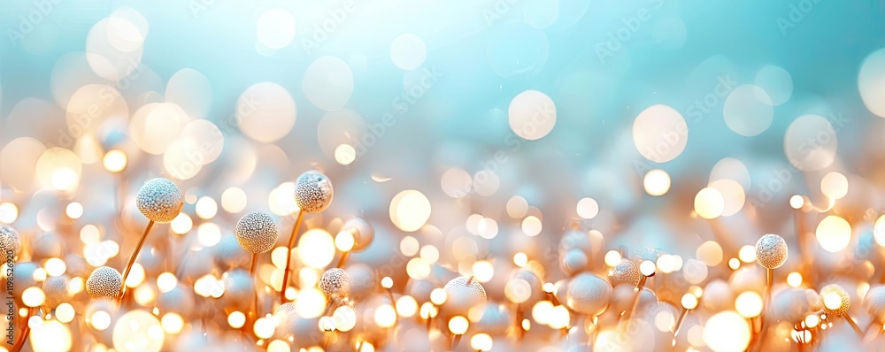 Poster dust pollution idea. a serene image of glowing floral elements with a soft blue background, creating