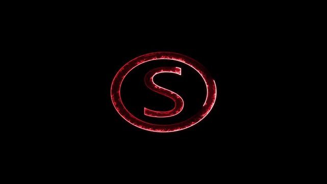 English uppercase alphabet design  S  . All capital alphabets neon animation.  Educational concept with neon letter. Latter motion in black background, Animated neon alphabet, 4k video
