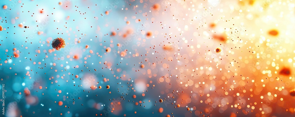 Poster Dust pollution idea. Vibrant abstract background showcasing colorful particles in dynamic motion.