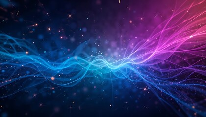 Abstract Blue and Pink Wave Particle Background