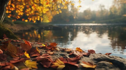 Autumn Leaves by the River
