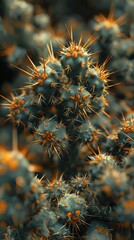 Close-up view of a cluster of cacti, showcasing their intricate details and vibrant colors. A testament to desert life.
