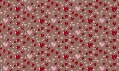 Seamless pattern of mini  heart on brown  mocha  mousse background  for valentine celebration design for  surfaces and wallpaper 