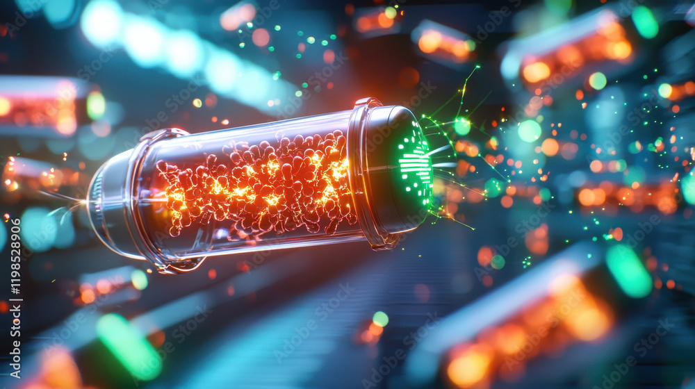 Leinwandbilder high tech image of nanobots transporting nutrients in futuristic environment, showcasing vibrant col