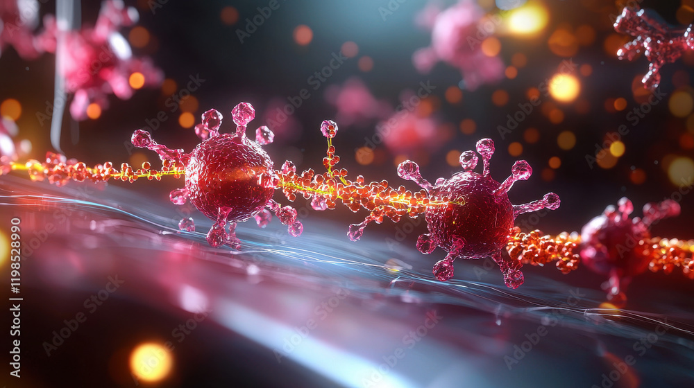 Fototapete high tech image of nanobots transporting nutrients at cellular level, showcasing intricate details o
