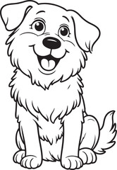 funny Dog  line art vector on white background