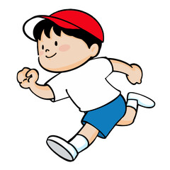 元気に走る男の子のイラスト