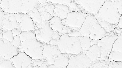 Cracked white wall surface displays intricate texture and details, capturing the beauty of aging materials in a well-lit environment