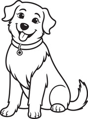 funny Dog  line art vector on white background