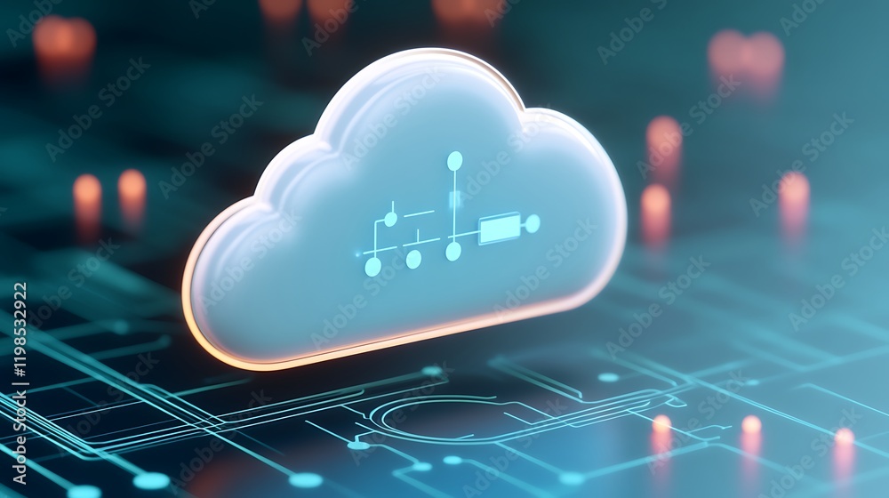 Poster abstract cloud computing concept with data connections and digital background for technology and inn