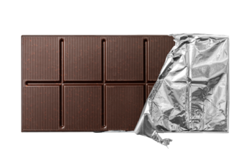 銀紙を剥いた板状のチョコレート