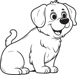 funny Dog  line art vector on white background