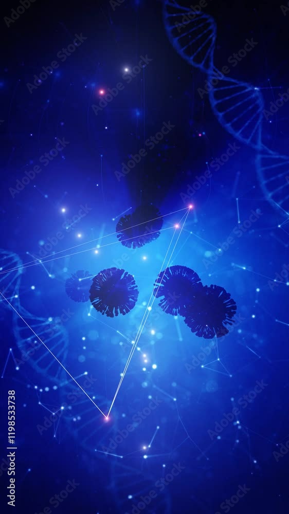 Canvas Prints abstract 3d viruses and dna chain vertical motion background.