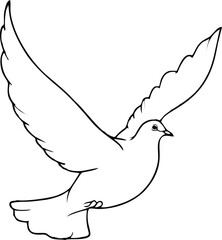 flying dove line vector illustration white background	