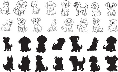 Obraz premium funny Dog line art vector on white background