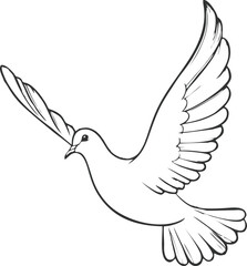 flying dove line vector illustration white background	