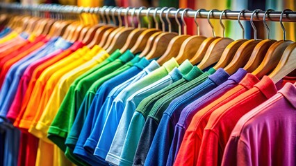 Colorful T-shirts Hanging in Retail Store - Ready for Purchase