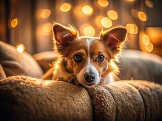 Cozy Canine Couch Companion: Happy Dog Relaxing on Sofa