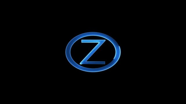 English uppercase alphabet design  Z . All capital alphabets neon animation.  Educational concept with neon letter. Latter motion in black background, Animated neon alphabet, 4k video

