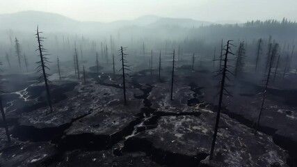 Post-forest fire scene