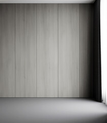 Modern interior design empty living room and wooden pattern wall background. 3D rendering. 