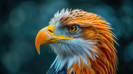 Fototapeta premium close-up of a brightly colored eagle detailed in focus against a blurry background