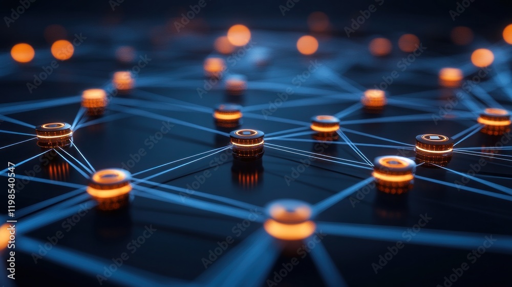 Poster abstract network: interconnected nodes and global data flow visualization