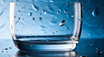 fresh water drops in a clear glass cup