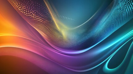 Obraz premium Abstract Colorful Wave Pattern Digital Art Background: Vibrant Hues and Dynamic Flowing Design