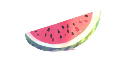 watermelon isolated, A cartoon style watermelon slice with seeds isolated on white background