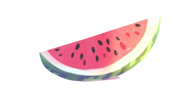 watermelon isolated, A cartoon style watermelon slice with seeds isolated on white background - Powered by Adobe