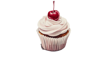 cupcake with cherry, A cartoon style cupcake with and a cherry