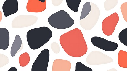 Abstract shapes in coral black and beige tones