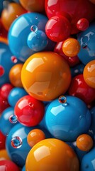 Colorful Abstract Spheres 3D Render Shiny Blue Red Orange Background