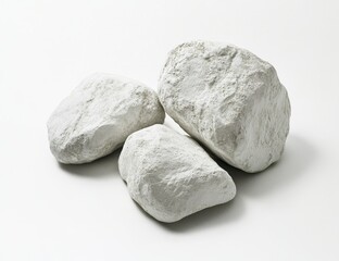 Three off-white, rough-textured stones on white background.