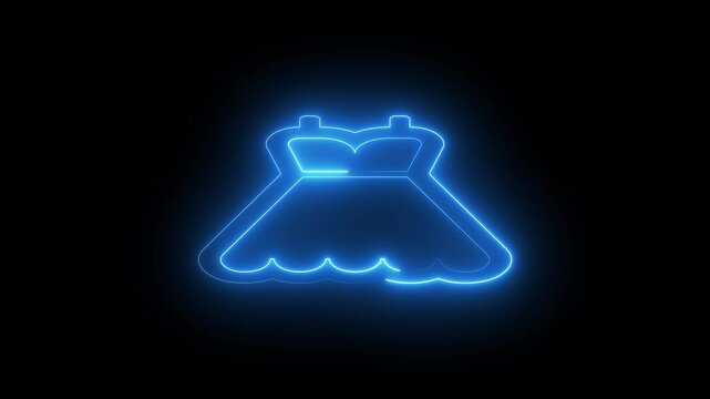 Dress red glowing neon  icon.  women dresses line icon animation video