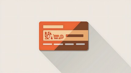 Clean icon of a loyalty card, minimalistic lines, elegant in burnt orange.