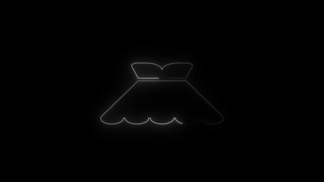 Dress red glowing neon  icon.  women dresses line icon animation video