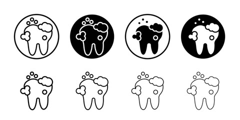 tooth cleaning icon Flat art illustration in outline