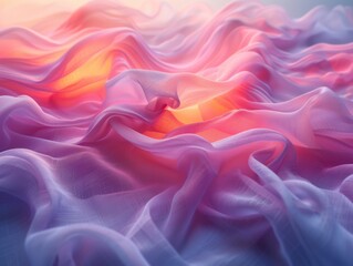 Obraz premium Dreamy Pastel Fabric Drape Soft Texture Sunset Hues Elegant Background