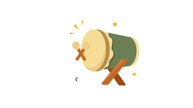 islamic drum or bedug animation icon 4k alpha channel