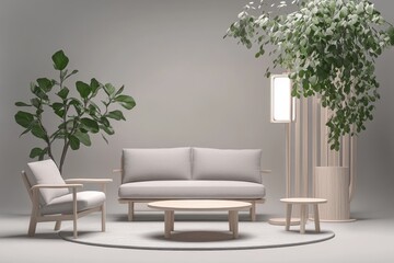 minimalist living room modern interior design, neutral color palette