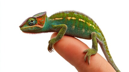 Fototapeta premium Chameleon on a finger