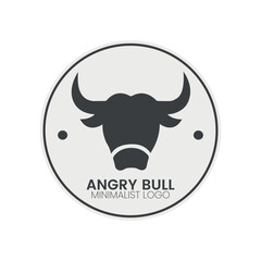 Obraz premium Angry Bull Head Minimalist Logo